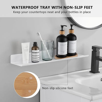 Black Glass Soap Dispenser - Hand Dish Soap Dispenser Set for Kitchen with Sturdy Pump and Tray, 14 Waterproof Labels, Bathroom Refillable Soap Lotion Dispenser-Black