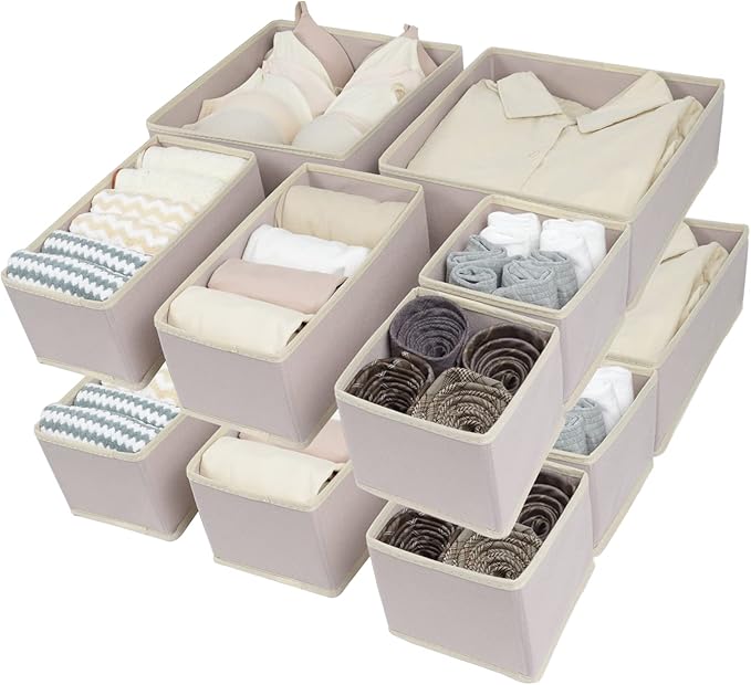Fordonral 12 Pack Drawer Organizer Clothes, Foldable Fabric Dresser Organizer Closet Organizers and Storage Box for Underwear,Folded Clothes,Baby Clothing,Socks,Bra,Towels,Ties(12 Pack,Pink) - Image 3