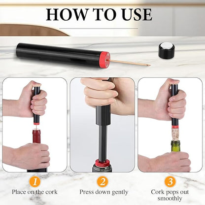 2pcs Arropop Wine Opener, Travel Portable Pocket Air Pressure Pump Bottle Open for Home Restaurant Party (Golden+Red)