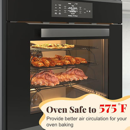Cooling Racks for Cooking and Baking - 3 Tier Stackable Grid Wire Baking Rack for Oven Cooking, Baking, Grilling, Roasting - Dishwasher Safe Bacon Rack - Black - Image 5
