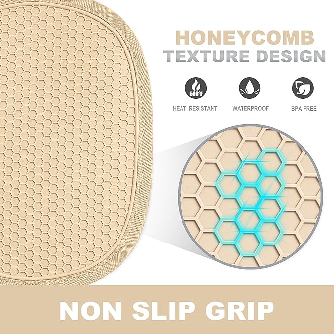 2-Pack Silicone Pot Holders for Kitchen Heat Resistant up to 500°F, Non-Slip Large Hot Pads with Pocket, Quilted Liner Trivets for Countertops Hot Pots and Pans (Milkshake) - Image 2