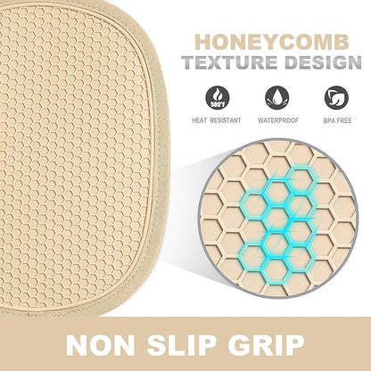 2-Pack Silicone Pot Holders for Kitchen Heat Resistant up to 500°F, Non-Slip Large Hot Pads with Pocket, Quilted Liner Trivets for Countertops Hot Pots and Pans (Milkshake) - Image 2