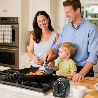 Kitchen Timers for Cooking, 60 Minute Wind Up - Chef Cooking Timer with Loud Alarm,100% Mechanical Desk Timer -No Batteries Required - Manual Countdown timers for Home, Study and Cooking (Black) - Image 4
