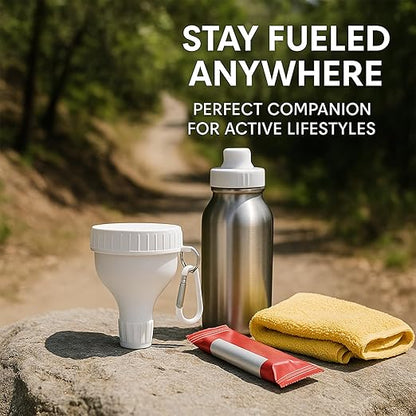 2 Pack Protein Powder Container to Go - Mini Funnel with Keychain and Keyring, Water Bottle Funnel for Shakers（White） - Image 6