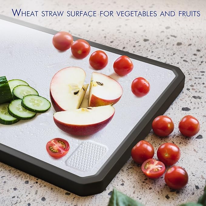 Stainless Steel Cutting Board, Scratch-resistant Cutting Board for Kitchen, 16 * 11 inch Double Sided Chopping Board, 304 Stainless Steel and Food-Grade Wheat Straw PP, Dishwasher Safe - Image 4
