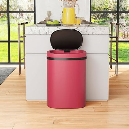 PayLessHere | 13 Gallon Plastic Trash Can | Red | Automatic Touchless Lid with Motion Sensor | Kitchen Garbage Can with Waterproof Design | for Home, Office, Bathroom | Pack of 1 - Image 2