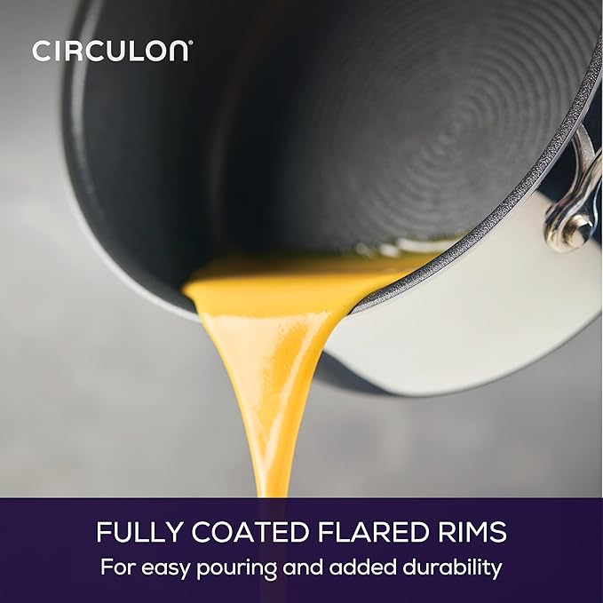 Circulon C1 Series Clad Stainless Steel with ScratchDefense Technology Cookware Nonstick Induction Saucepan with Lid, Metal Utensil Safe, 3 Quart - Polished Stainless Steel