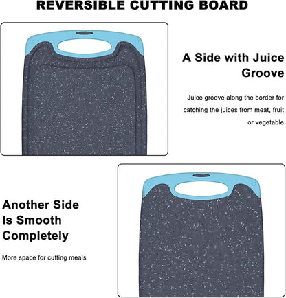 Plastic Cutting Board, 3 Pieces Dishwasher Safe Cutting Boards with Juice Grooves, Easy Grip Handle, Non-Slip, with Grinding Area for Grinding Garlic and Ginger（aqua） - Image 6