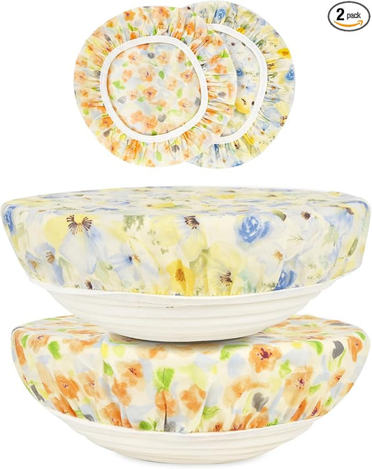 Reusable Bowl Covers for Bread Proofing（2 Large）- Cotton Beeswax Bowl Covers Reusable with Elastic Rim, Sourdough Bowl Cover for Food Storage and Food Preservation (10INCH)