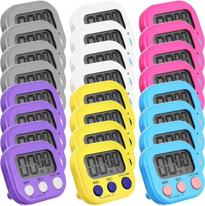 Weewooday 24 Pcs Digital Kitchen Timer Magnetic Timer Bulk On/Off Switch Minute Second Count up Countdown Loud Alarm for Exercise Cook Baking (Novel Color) by Weewooday