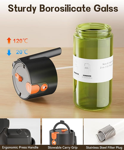 OURCABECUE Upgrade 2 in 1 Oil Sprayer for Cooking, 17oz Light-Blocking Glass Olive Oil Dispenser Bottle for Kitchen,Food-Grade Oil Mister with 8 Stickers(2PCS) - Image 8