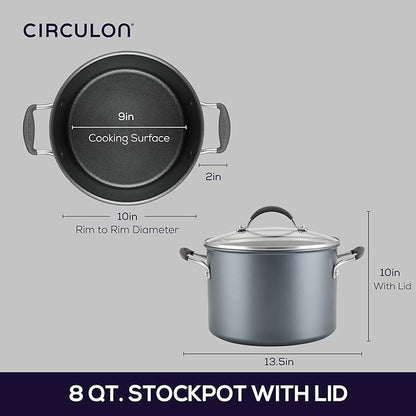 Circulon A1 Series with ScratchDefense Nonstick Induction Cookware, Stockpot with Lid, Pasta Pot, Kitchen Essentials, 8-Quart, Graphite - Image 3