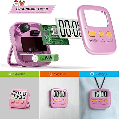 Antonki 2 Pack Digital Timer for Kids, Magnetic Countdown Kitchen Timers for Cooking, Egg, Classroom, Teacher, Exercise, Study, Oven - Battery Included - Image 5