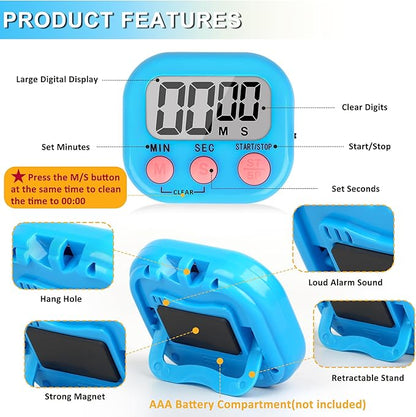 ZILLEEN Classroom Timer for Kids Teachers 2 Pack Digital Timers, Blue & Yellow - Image 7