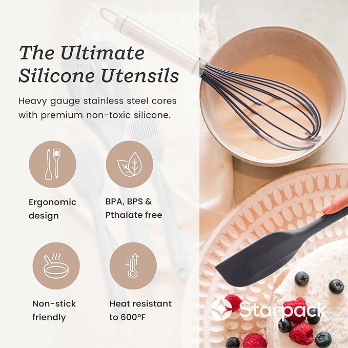 Starpack 'Whip it Good' Silicone Whisk for Nonstick Cookware - Non Scratch, 9.8" Whisk Heat Resistant 600°F - Kitchen Whisks for Cooking, Baking & Stirring - Silicone Coated Durable Rubber Egg Whisks - Image 2