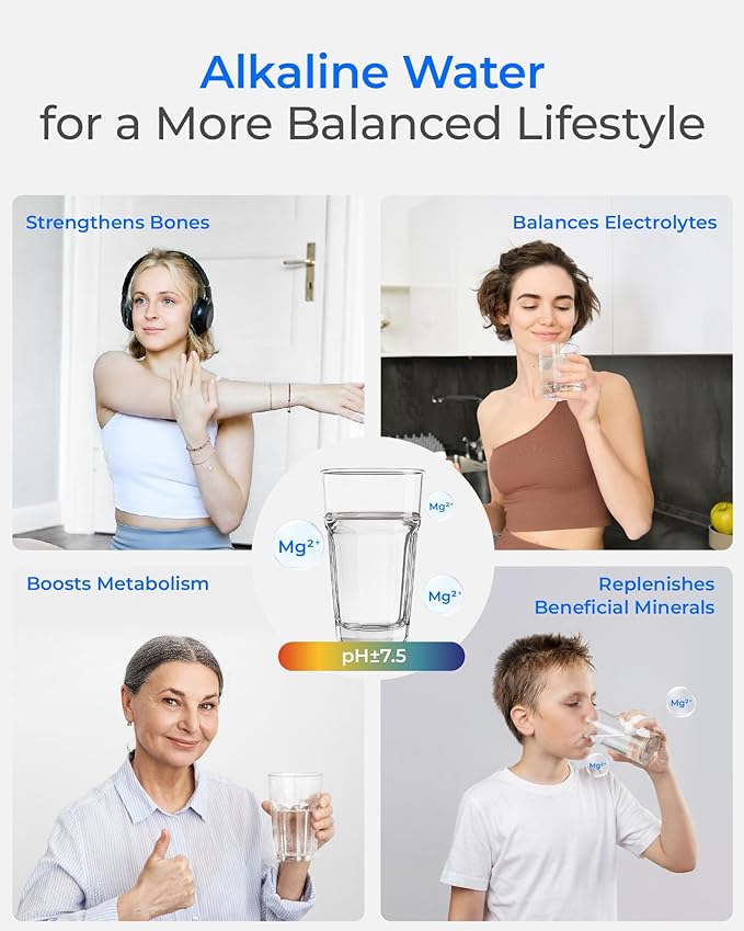 Waterdrop 06-AL Alkaline Water Filter, Replacement for Brita® Filter, Brita® Pitchers and Dispensers, 2 Months, Mineralized Alkaline Water, Increases Water PH, 3 Pack
