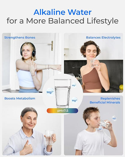 Waterdrop 06-AL Alkaline Water Filter, Replacement for Brita® Filter, Brita® Pitchers and Dispensers, 2 Months, Mineralized Alkaline Water, Increases Water PH, 3 Pack