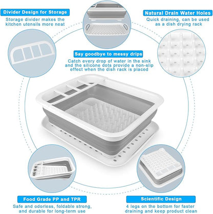 Collapsible Dish Drying Rack Portable Dish Drainers for Kitchen Counter with Drainboard, Kitchen Sink Organizer Basket RV Accessories Camper Storage and Organization Dish Rack Over Sink Drying Rack - Image 4