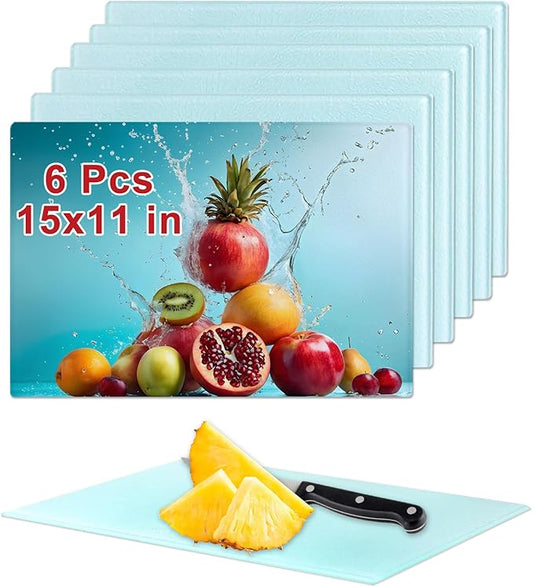 6Pcs Sublimation Cutting Board Blanks, 15x11 Inch Tempered Glass Sublimation Cutting Board Non Slip Glass Chopping Boards for Kitchen, Personalized Cutting Boards for Crafts DIY Gift