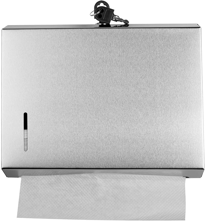 Wall Mounte Paper Towel Dispensers, 10.4" L x 3.3" D x 8.3" H, Stainless Steel C-Fold Multifold Hand Paper Tissue Holder with Lock - Image 2