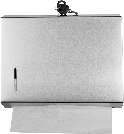 Wall Mounte Paper Towel Dispensers, 10.4" L x 3.3" D x 8.3" H, Stainless Steel C-Fold Multifold Hand Paper Tissue Holder with Lock - Image 2