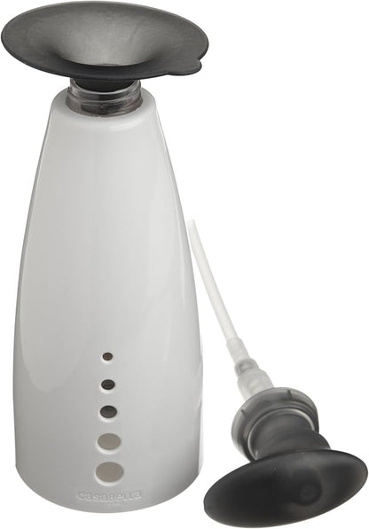 Casabella Sink Sider Soap Pump Bottle 14-Ounce Multipurpose Dispenser with Soap Filling Funnel, White