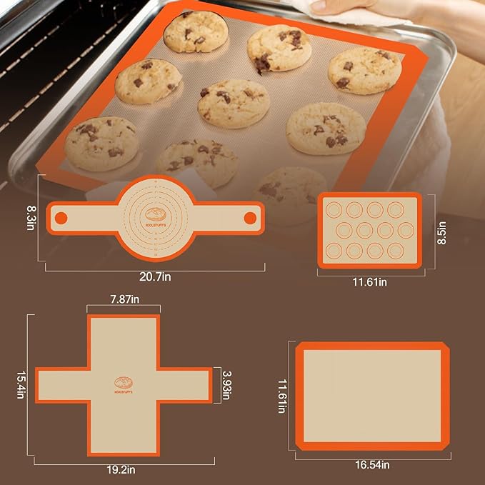 Silicone Baking Mat Set, Reusable Baking Mat, Non-Stick, Food Safe Silicone Mats for Baking, Oven Baking Sheet for Making Cookies, Macaroons, Bread - Image 2