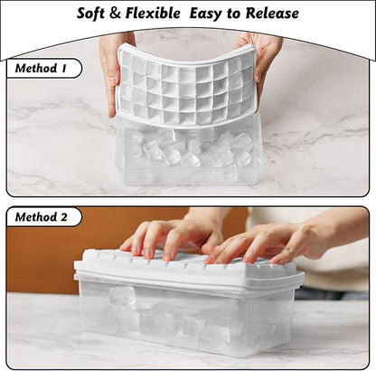 Silicone Ice Cube Tray with Leak-Proof Lid & Storage Bin for Freezer – BPA-Free 36-Piece Nugget Ice Molds, Spill-Resistant Cover & Ice Scoop Container Cover - Image 4