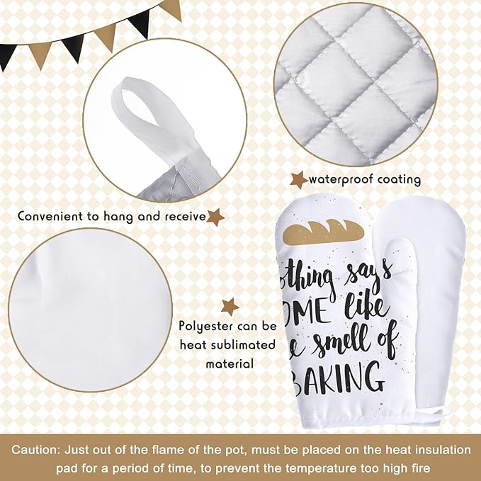 Patelai 30 Pieces Blank Sublimation Oven Mitts Set Include Blank Sublimation Heat Resistance Oven Gloves and Pot Holders for DIY Kitchen Dining Room Accessories