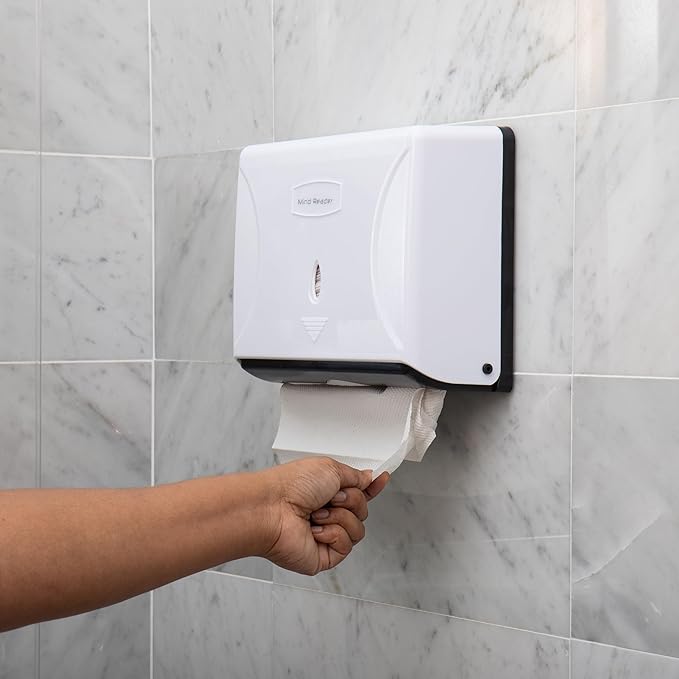 Mind Reader Paper Towel Dispenser, Tri-Fold Towel Holder, Restroom, Wall Mount, Bathroom, White - Image 2