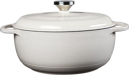 Lodge 4.5 Quart Enameled Cast Iron Dutch Oven with Lid – Dual Handles – Oven Safe up to 500° F or on Stovetop - Use to Marinate, Cook, Bake, Refrigerate and Serve – Oyster White - Image 2