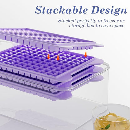 Mini Ice Cube Tray for Freezer: GGUW Nugget Ice Cube Tray with Bin - Crushed Ice Tray Making 4×108 PCS Icecube - Easy Release Iced Maker Trays - Image 4