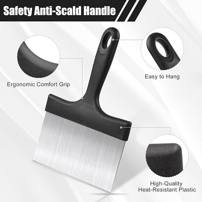Grill Scraper, Griddle Scraper, Food Scraper with Handle for Blackstone Grill Accessories,Outdoor Barbecue Tools,Stainless Steel Scraper for Blackstone, Flat Top Grill Cleaning, Easy to Remove Stain - Image 3
