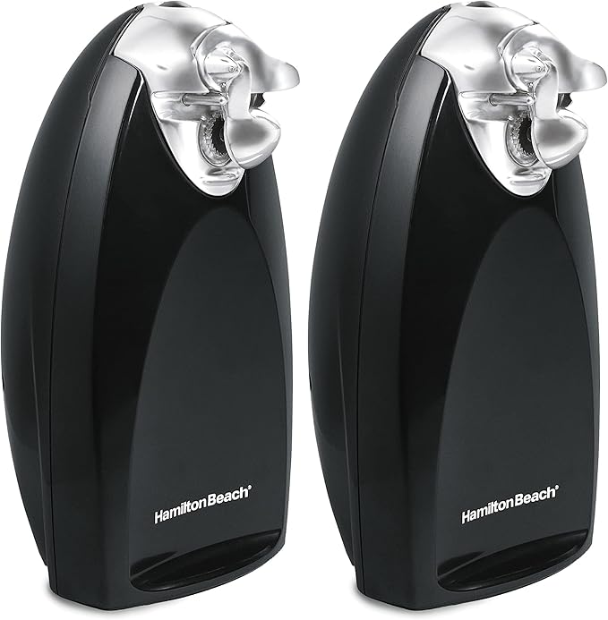 Hamilton Beach Electric Automatic Can Opener with Auto Shutoff,Knife Sharpener,Cord Storage,and SureCut Patented Technology,Extra Tall,Black,(Pack of 2) by HamiltonBeach
