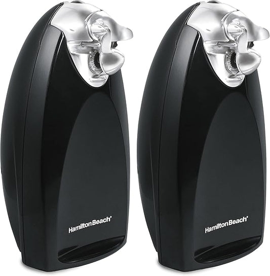 Hamilton Beach Electric Automatic Can Opener with Auto Shutoff,Knife Sharpener,Cord Storage,and SureCut Patented Technology,Extra Tall,Black,(Pack of 2) by HamiltonBeach