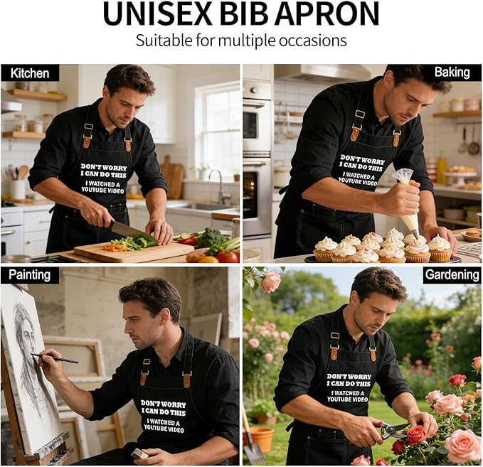Baking Apron for Men Women,Funny Apron Baking Gifts with 2 Pockets for Men Women BBQ Grilling,Adjustable Cooking Kitchen Work Waterproof Bib Apron Thanksgiving Christmas - Image 7