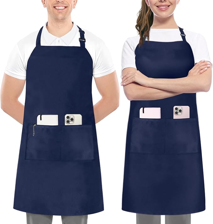 Utopia Kitchen 2 Pack Bib Apron, Adjustable with 2 Pockets, Water and Oil Resistant, Cooking Kitchen Chef Apron for Women Men by UTOPIAKITCHEN
