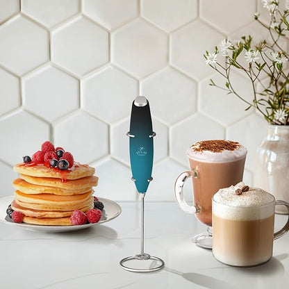 Zulay Kitchen Powerful Milk Frother Wand With 4 AA Duracell Batteries - Ultra Fast Handheld Drink Mixer - Electric Whisk Foam Maker for Coffee, Lattes, Cappuccino, Matcha & Creamer - Marine - Image 6
