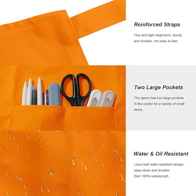 15 Pcs Adult Aprons Bulk with Pockets Adjustable Bib Chef Apron for Women Men Painting Cooking Crafting (S/L) - Image 2