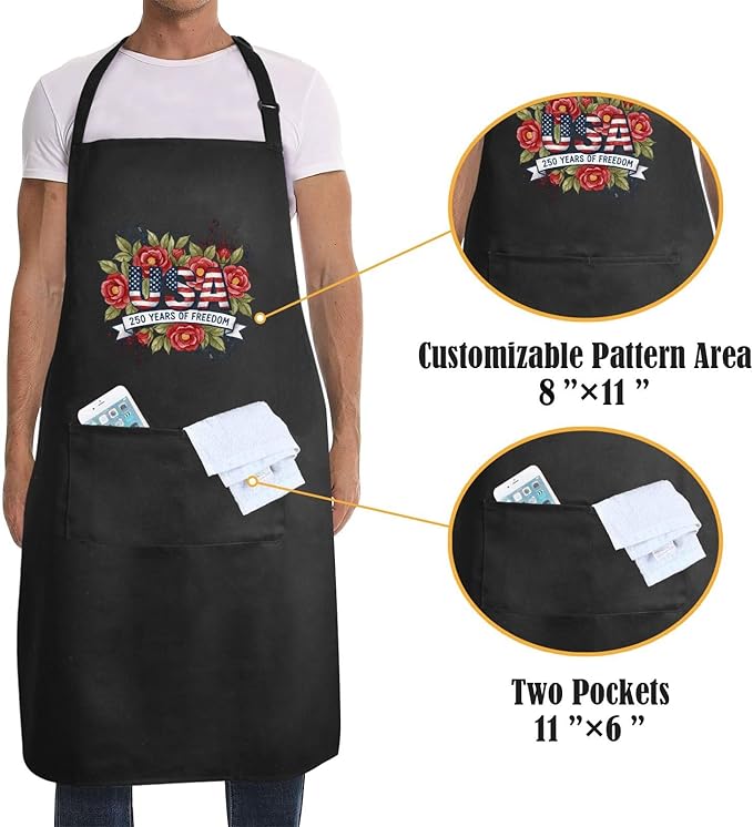Us 250 Years Of Freedoms Apron With Pocket For Mens