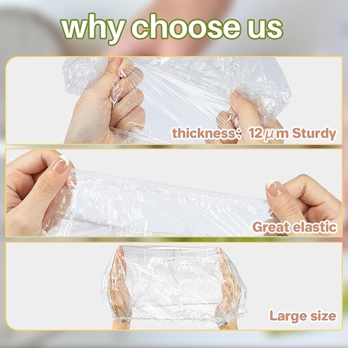 Sukh 100PCS Bowl Covers Reusable - Thickend&Sturdy Plastic Bowl Cover Elastic Food Covers Stretch Reusable Disposable Food Storage Fresh Keeping Bags Outdoor to Keep Dust Away Outdoor Party Supplies - Image 3