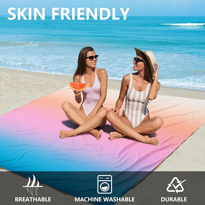 WIWIGO Beach Blanket Waterproof Sandproof Beach Mat 79" X 83"/10'x9'for 2-8 Adults Quick Drying Outdoor Picnic Mat Beach Accessories for Travel, Camping, Hiking - Image 3