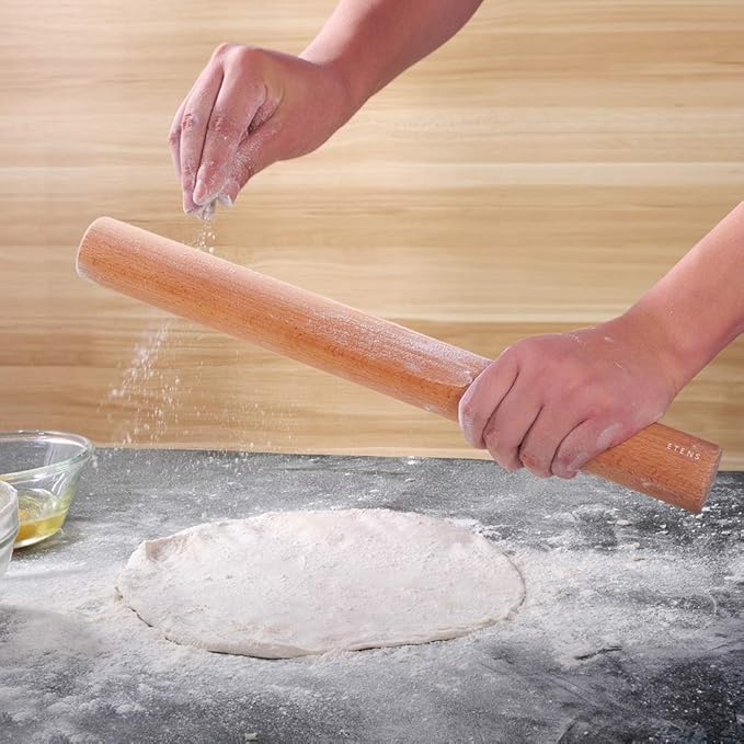 Etens Rolling Pin 17.3Inch, Professional Dowel Wood Rolling Pins for Baking Pasta Pizza Pie and Cookie, Wooden Dough Roller Pin (Straight Style, Large 1.73 Inch Diameter) - Image 7