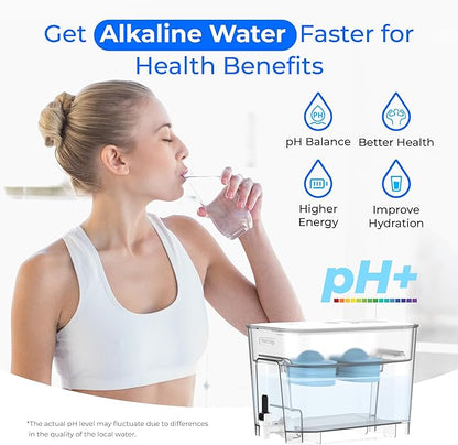 Waterdrop WFD-22W-DF-A Water Filter Dispenser, Alkaline 40-Cup Water Purifier, 2 Built-in Filters, 8X Faster Filtration, 200-Gallon Lifespan, Mineralized Alkaline Water, Reduces Chlorine, White - Image 3