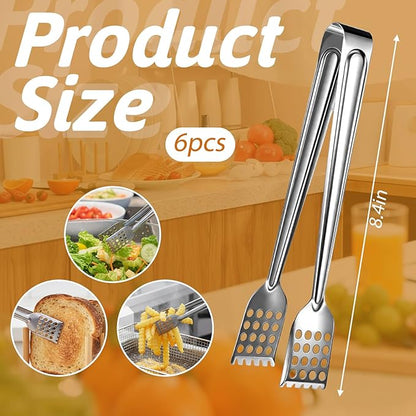 6PCS Small Tongs, Serving Tongs 7Inch Stainless Steel Kitchen Tong Small Serving Utensils Tong - Image 2
