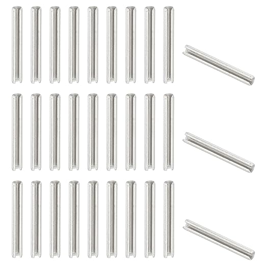 PATIKIL Slotted Spring Pin, 50 Pcs 3/32" x 3/4" (2.7mm x 20mm) 304 Stainless Steel Split Roll Pins Spring Dowel for Home Improvement Automotive Machine Repair, Silver