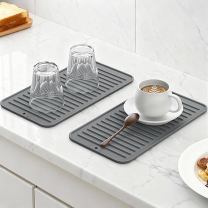 Songrey 12" x 6.5" Silicone Dish Drying Mat, Kitchen Counter Drying Pad for Sink Dishes or Under Rack, Multi-Use as Heat Resistant Trivet, Coffee Bar Mat - Image 3
