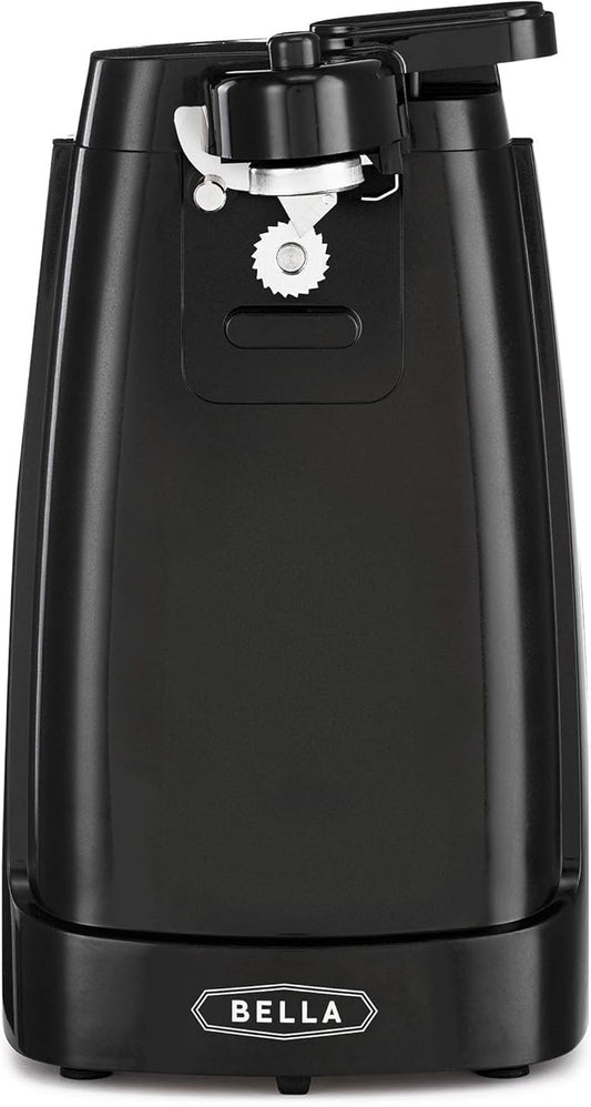 bella Electric Can Opener and Knife Sharpener, Removable Cutting Lever, Cord Storage, Stainless Steel Blade, Black by bella