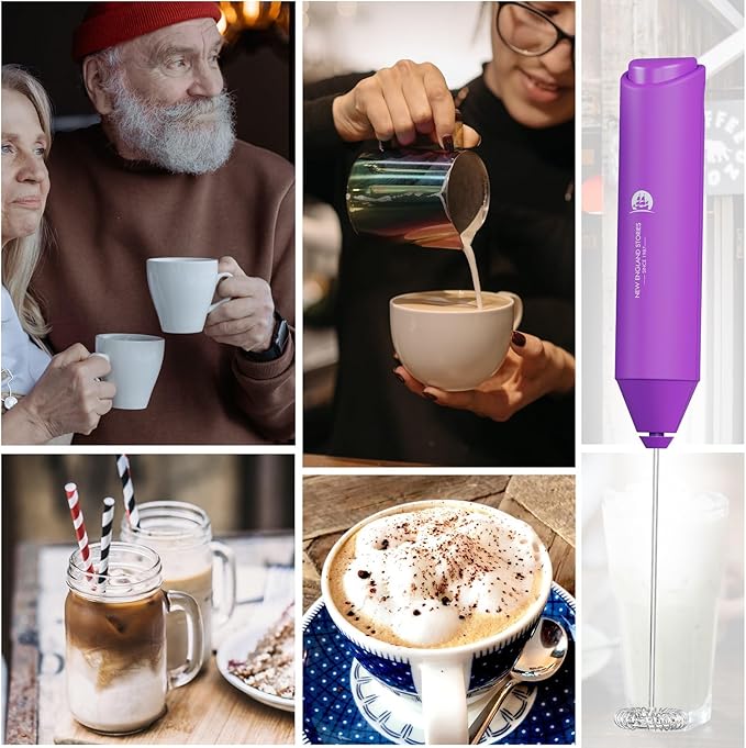 Powerful Milk Frother Handheld Foam Maker, Mini Whisk Drink Mixer for Coffee, Cappuccino, Latte, Matcha, Hot Chocolate, No Stand, Dark Orchid - Image 5