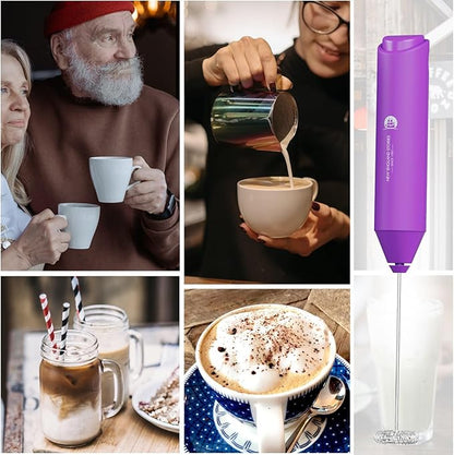 Powerful Milk Frother Handheld Foam Maker, Mini Whisk Drink Mixer for Coffee, Cappuccino, Latte, Matcha, Hot Chocolate, No Stand, Dark Orchid - Image 5